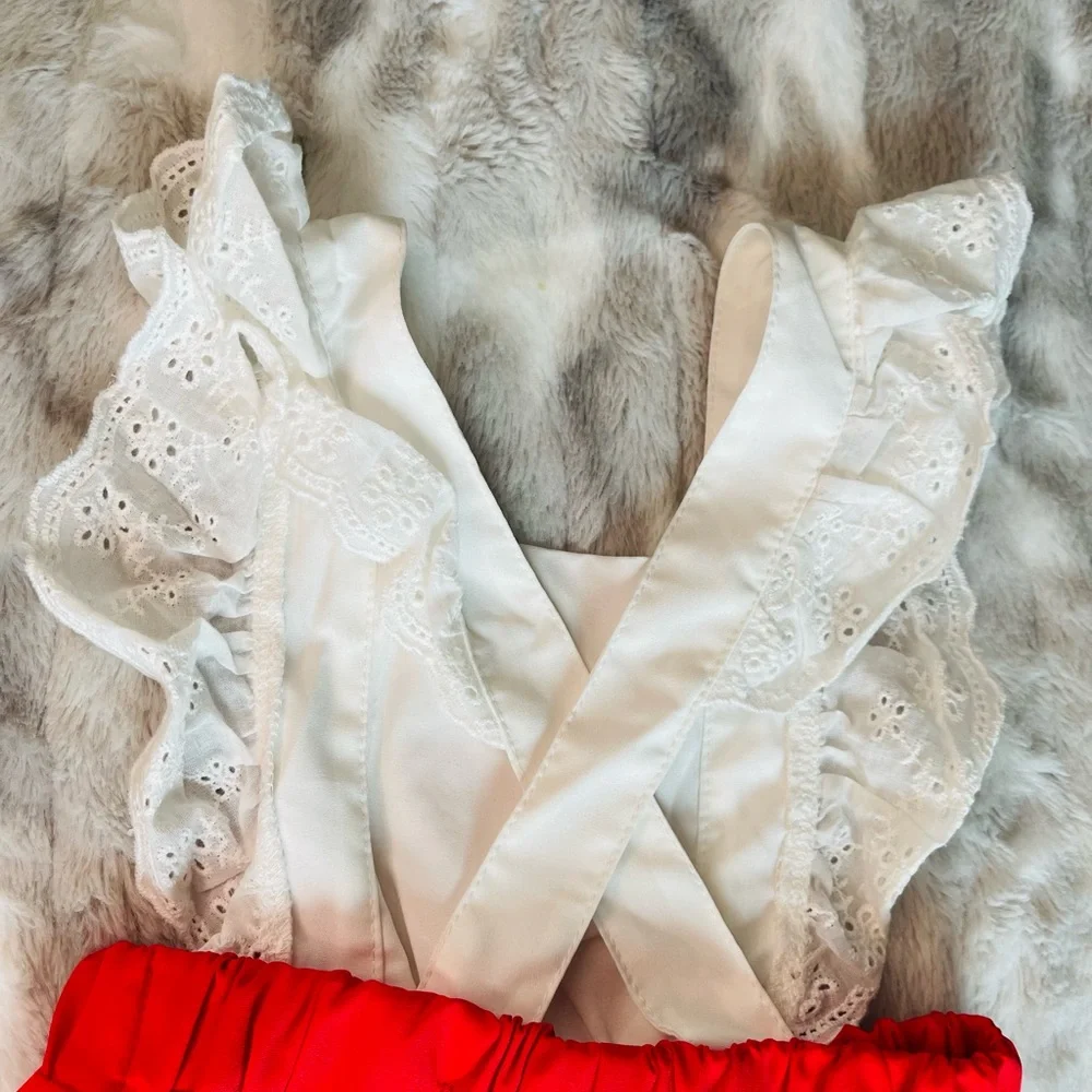 SHEIN Vibrant Red Ruffled Diaper Cover